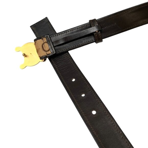 CELINE Vintage Macadam Logo Belt #32/80 Fashion Accessory Brown Gold [104586] main image 4